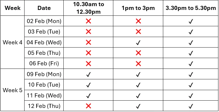 AY2526 T2 Walk-in Clinic A1 Period